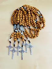 6x Saint Benedict Wooden Rosary for Men Women Wood Prayer Beads Wholesale Rosary