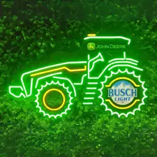 24"x15" John Deere Farm Tractor Busch Light Beer LED Neon Light Lamp Sign Dimmer