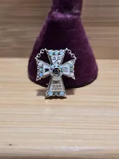 Vintage 10K White Gold Sigma Chi ΣX Fraternity Pin Badge - Opals Stones