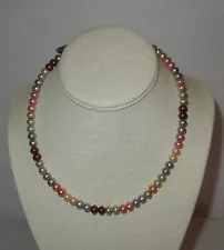 Honora Multi-Color Rondel Pearl Necklace 6-7mm Sterling clasp 18”NWT