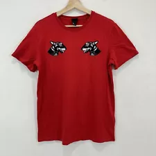 H&M Bull Terrier T Shirt Adult Unisex M Red Round Neck Short Sleeve Embroidered