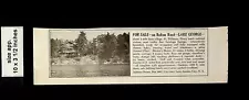 1921 Bolton Road Lake George For Sale Real Estate Vintage Print Ad 14094