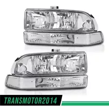 Fit For 98-04 CHEVY S10/BLAZER Headlights Assembly Chrome Housing Clear Corner