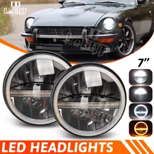 DOT Approved Pair 7inch Round LED Headlights Halo DRL For Datsun 280ZX 240Z 260Z