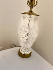 WATERFORD Crystal Kenmare Ring Of Kerry Table Lamp 20" H Finial Brass Base Neck