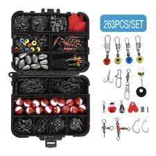 263PCs Fishing Tackle Accessories Set w/ Case for Saltwater and Freshwater