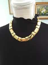 FINAL Sale! Vintage Collar Necklace Shiny Gold Tone Linked Chunky 1980s Unsigned