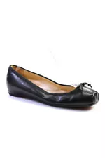 Christian Louboutin Womens Leather Bow Slide On Ballet Flats Black Size 8