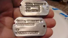 VTG METAL MILITARY DOG TAGS ~ " WILLIAM F. LONG US 55608354 T57 B PROTESTANT"