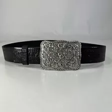 GUESS Wide Black Genuine Leather Belt - Women's Size 28