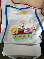 VTG Baby Togs Quilt White Blanket Giraffe Lion & Elephant *(Last week for sale)*