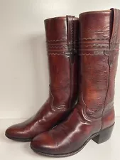 Vintage Lucchese San Antonio Leather Cowgirl Boots 6.5 C Stove Pipe