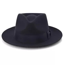 Classic Wool Felt Gangster Gentleman Black Fedora Hat For Men 1920's Party