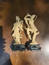 Vintage Resin Ivory Chinese Statues