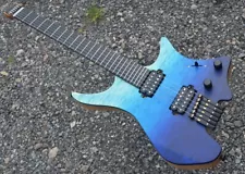 NK headless electric guitars 6 stings blue ebony wood frets ASH wood