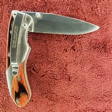 Appalachian Trail Folding Knife Wood & Stainless Scales Linerlock Pocket Clip