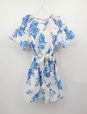 NEW RACHEL PARCEL dress fit flare belt floral casual boho hippie blue white XXL