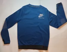 Nike International Sweatshirt Mens Medium Sapphire Crew Neck Sweater Thumbholes