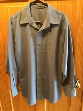 Amish Mennonite Hand Made L/S Slate Blue 7-Snap Shirt C44 EUC Plain Clothing