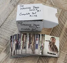 The Walking Dead Season 3 Part 1 Complete Trading Card Set #1-72 Cryptozoic 2014