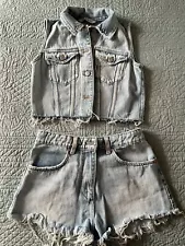 ZARA Denim Jumpsuit Size XS Read Description I Split In Two