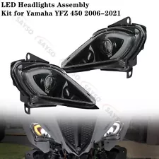 Pair LED Headlights Assembly Kit for 2006-2022 Yamaha YFZ 450 YFZ450R YFZ450X (For: 2007 YFZ450)