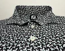 EXC! Footjoy All Over Floral Performance Golf Polo Shirt Men's M NO COURSE LOGOS