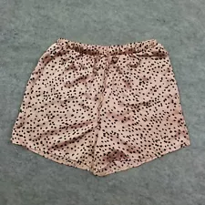 En Creme Shorts Womens S Small Pink Beige Mom High Rise Satin Polka Dot Casual