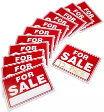 For Sale Signs, 12 Pack 9 X 12" Weatherproof & Rust Free Clear, Plastic Coated T