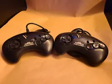 x2 Sega Genesis OEM Authentic Controller Mega Fire Turbo Model 1657 Tested SALE