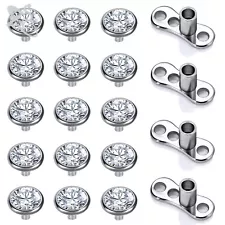 19/21 Pcs Micro Dermal Piercing Stainless Steel Dermal Anchor CZ Skin Piercing