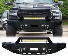 Vijay Steel Front Bumper W/Winch Plate&LED Light Fit 2019-2023 Dodge Ram 1500 DT