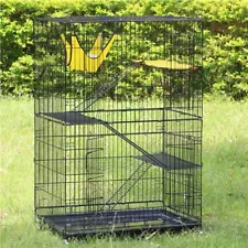 4 Tiers Large Wire Pet Cage for Cats Guinea Pig Chinchilla Movable Indoor Black