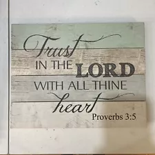 Pallet Art Trust in the Lord Proverbs 3:5 9x12 Beach Cottage Core Blue Tan