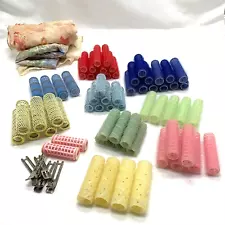 56 Vintage Hair Rollers Curlers Multiple Sizes plus 2 Scarves