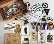 ESTATE LOT-CIGAR BOX-WW2 NAZI GERMAN swaskta Coins/NEW US Stamps,World, Soldiers