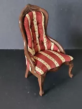 DOLLS HOUSE - RARE HANDMADE UPHOLSTERED ARM CHAIR (2) - 1/12TH SCALE