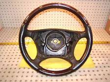 Mercedes W215 CL500 00-6 Leather Burl WOOD charcoal Steering 1 Wheel,NO cover