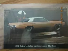 VINTAGE 1972 Buick LeSabre Custom 4-Dr Hardtop NOS Postcard Excellent Condition