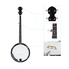 New ListingTop Grade Exquisite Professional Wood Metal 5-string Banjo White & Wood Color