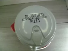 Vtg. Gott Cooler Retro GODFATHER'S PIZZA water jug (9"x 6")-red/white