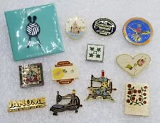 Quilting Sewing Enamel Lapel Pin Lot of 12 Square Pattern Machine Vintage Knit