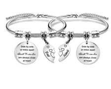 BEST FRIENDS 925 Sterling Silver Plated Set Of 2 Braceketx One For Each Friend