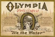 Olympia Washington It's The Water Beer Label Brewery Vintage Large Steel Sign