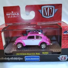 M2 Machines 1953 VW Beetle Deluxe USA Model Pink MJS03 16-45 1:64 Scale For Sale