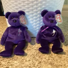 Two RARE 1997 TY Princess Diana Beanie Baby, Made In China, P.E. Pellets