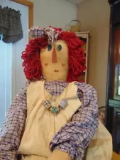 Large 35" Modern Raggedy Ann Cloth Doll~