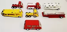 M-262 ASSORTED TONKA VEHICLE LOT-FIRE TRUCK, CAR HAULER, FIRE CHIEF, AND SEMIS!