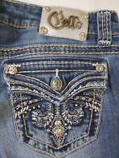 CELLO Women's Junior Sz 15 Bootcut Jeans Bling Rhinestone Pockets Embroidered