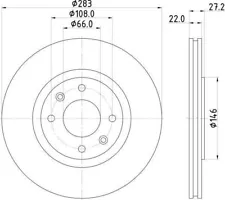 Mintex Brake Discs Pair V 283:4 Front 283mm For Citro�n MDC814